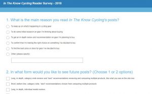 In The Know Cycling Reader Survey - 2018