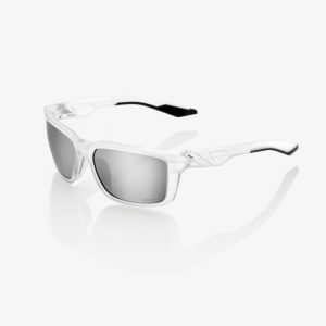 100% Daze Sunglasses: Matte Translucent Crystal Clear with HiPER Silver Mirror Lens