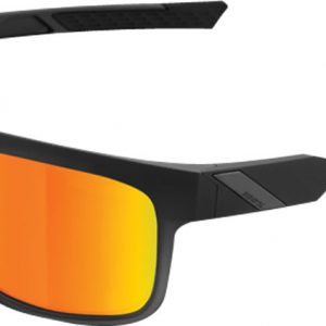 100% Type-S Sunglasses: Soft Tact Black Frame with HD Red Mutlilayer Mirror
