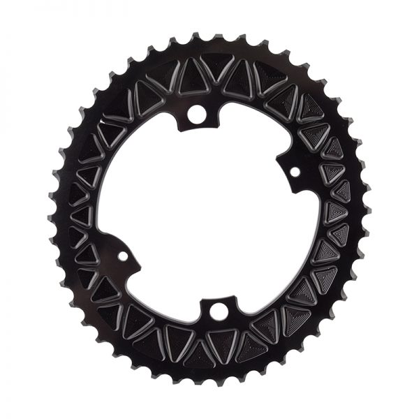 Absolute Black 46T Oval 2x Chainring, 110 BCD, Black
