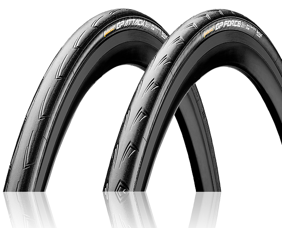 Continental Attack/Force III Front and Rear Tire Combo 700 x 23/25c Black Chili