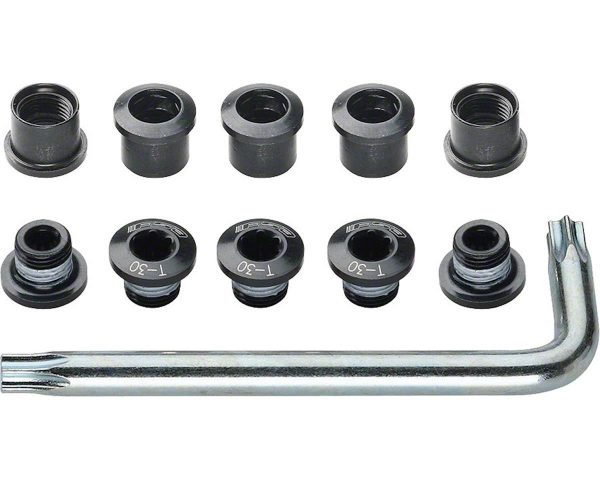 FSA Torx T-30 Alloy Double Chainring Nut/Bolt Set w/ Tool (Black) - 390-1005