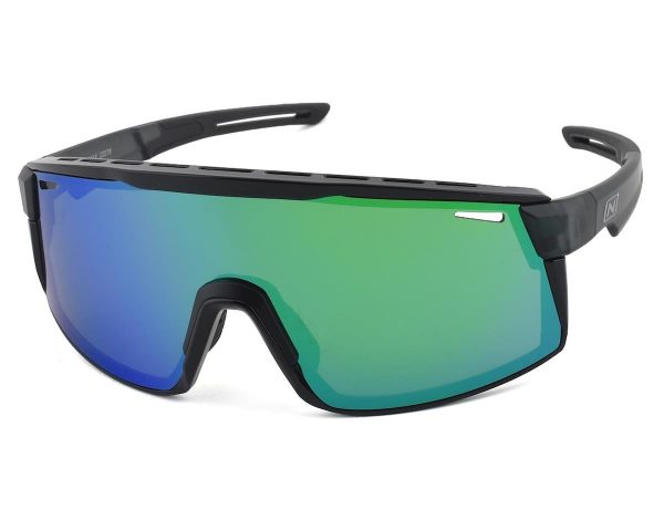 Optic Nerve Fixie Max Sunglasses (Matte Crystal Grey/Shiny Black) (Smoke/Green Mirror Len... - 22078