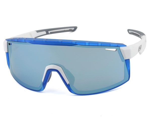 Optic Nerve Fixie Max Sunglasses (Shiny White/Crystal Blue) (Brown/Blue Mirror Lens) - 22079