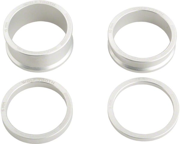 Wolf Tooth Components 1-1/8" Headset Spacer Kit (Silver) (3, 5, 10, 15mm) - SPACER-SLL-KIT1