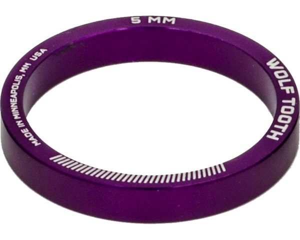 Wolf Tooth Components 1-1/8" Headset Spacer (Purple) (5) (5mm) - SPACER-PRP-5PACK-5MM