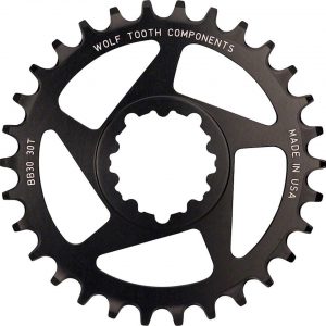 Wolf Tooth Components Direct Mount BB30 Drop-Stop Chainring (Black) (0mm Offset) (32T) - BB3032