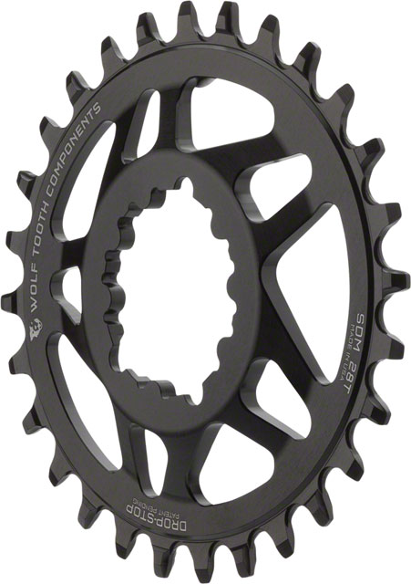 Wolf Tooth Components Elliptical Direct Mount Drop-Stop 28T Chainring: SRAM, Black, 6mm Offset