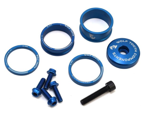 Wolf Tooth Components Headset Spacer BlingKit (Blue) (3, 5, 10, 15mm) - BLINGKIT_BLUE