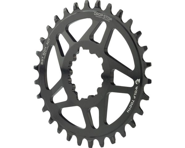 Wolf Tooth Components PowerTrac Drop-Stop GXP Oval Chainring (Black) (3mm Offset... - OVAL-SDM30-BST