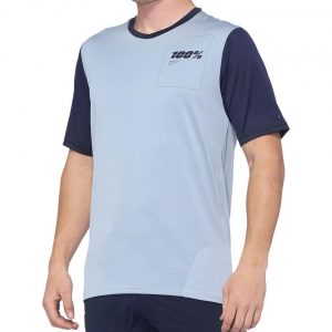 100% Ridecamp Men's Short Sleeve Jersey (Light Slate/Navy) (S) - 41401-249-10