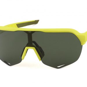 100% S2 Sunglasses (Soft Tact Banana) (Grey Green Lens) - 61003-004-74