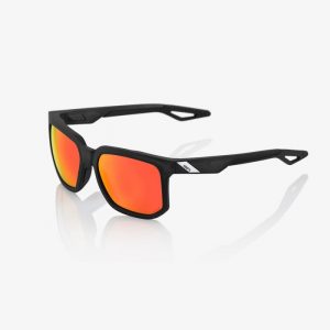 100% Centric Sunglasses: Soft Tact Crystal Black with HiPER Red Multilayer Mirror Lens
