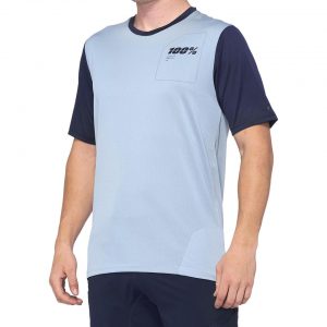 100% Ridecamp Men's Short Sleeve Jersey (Light Slate/Navy) (L) - 41401-249-12
