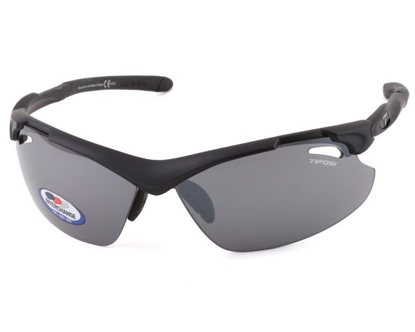Tifosi Tyrant 2.0 Sunglasses (Matte Black) (Smoke, AC Red & Clear Lenses) - 1120100101