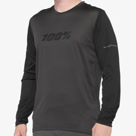 100% Ridecamp Long Sleeve MTB Jersey - Black / Charcoal / Small