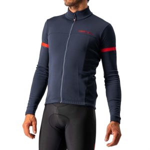 Castelli Fondo 2 FZ Long Sleeve Cycling Jersey - AW21 - Savile Blue / Red Reflex / Small