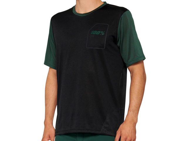 100% Men's Ridecamp Short Sleeve Jersey (Black/Forest Green) (L) - 40027-00002