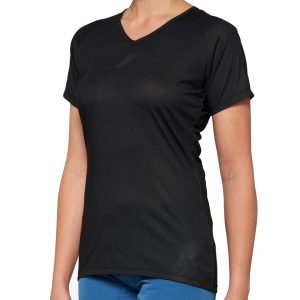 100% Women's Airmatic Short Sleeve Jersey (Black) (L) - 40015-00002