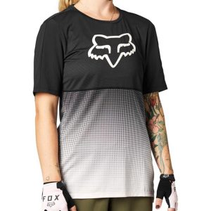 Fox Racing Women's Flexair Short Sleeve Jersey (Black/Pink) (L) - 27442-285L