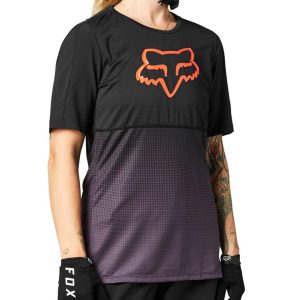 Fox Racing Women's Flexair Short Sleeve Jersey (Black/Purple) (L) - 27442-166L