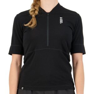 Mons Royale Women's Cadence Half Zip Short Sleeve Jersey (Black) (L) - 100294-1165-001-L