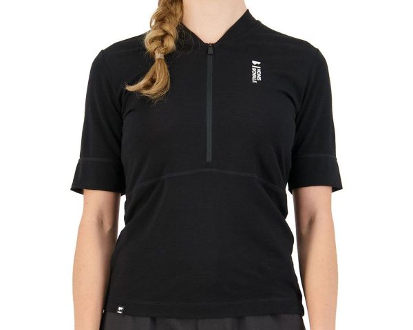 Mons Royale Women's Cadence Half Zip Short Sleeve Jersey (Black) (L) - 100294-1165-001-L
