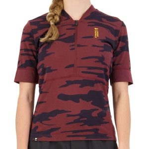 Mons Royale Women's Cadence Short Sleeve Jersey (Chocolate Camo) (L) - 100294-1165-370-L