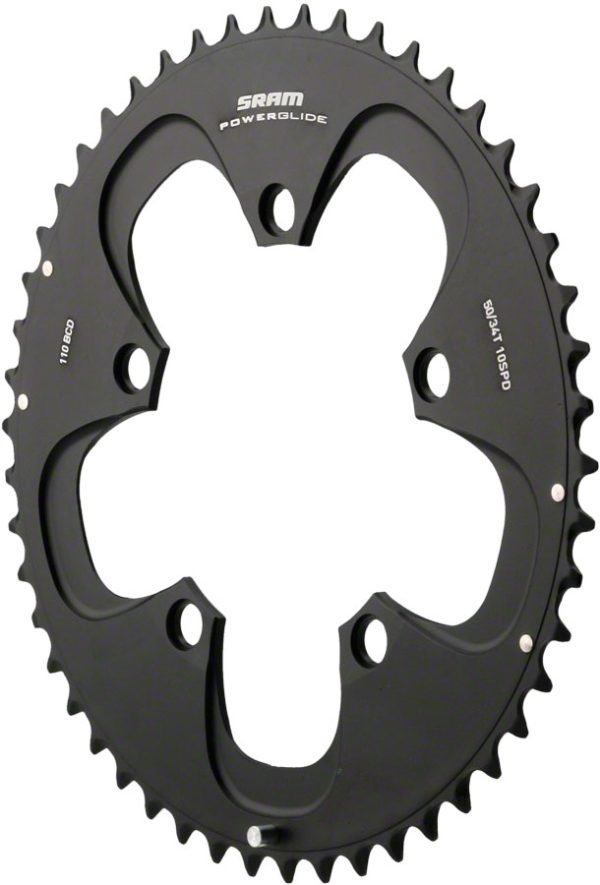 SRAM Red/Force Non-Hidden Bolt 52T 110mm Black Chainring Use with 36 or