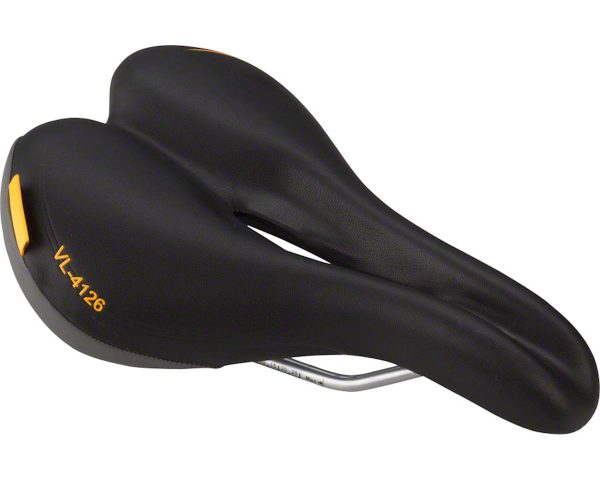 Velo Plush Pump Women's Saddle (Black) (Steel Rails) (174mm) - VL-4126-BLK