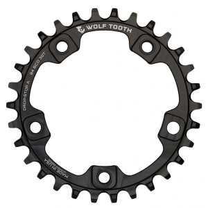Wolf Tooth Components | 94 BCD 5-Bolt Chainrings 32t, 94 BCD, 5-Bolt, Drop-Stop, Black | Aluminum