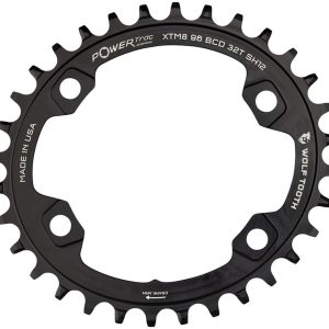 Wolf Tooth Components PowerTrac Elliptical Chainring (Black) (Drop-Stop ST) (Si... - OVAL-M8K32-SH12