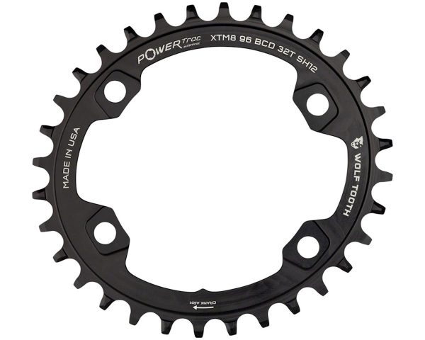 Wolf Tooth Components PowerTrac Elliptical Chainring (Black) (Drop-Stop ST) (Si... - OVAL-M8K32-SH12