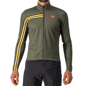 Castelli Unlimited Thermal Long Sleeve Cycling Jersey - AW22 - Military Green / Goldenrod / Small