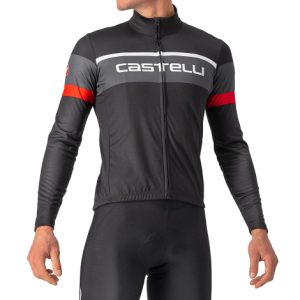 Castelli Passista Long Sleeve Cycling Jersey - AW22 - Light Black / Dark Grey / Red / Small