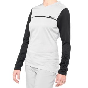 100% Ridecamp Women's Long Sleeve Jersey (Grey/Black) (M) - 44402-245-11