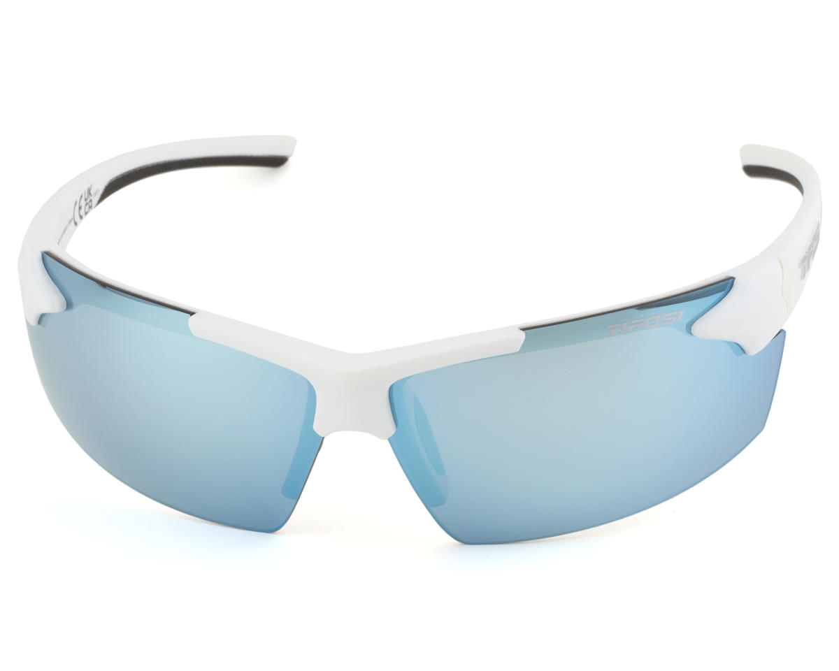 Tifosi Track Sunglasses (White/Black) (Smoke Bright Blue Lens ...