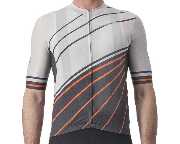 Castelli Speed Strada Short Sleeve Jersey (Moon Grey/Dark Grey-Scarlet Ibis) (S) - A4523014097-2