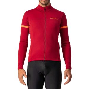 Castelli Fondo 2 FZ Long Sleeve Cycling Jersey - Pro Red / Orange / XSmall