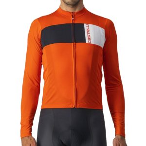 Castelli Prologo 7 Long Sleeve Cycling Jersey - Firey Red / Light Black / Ivory / Small