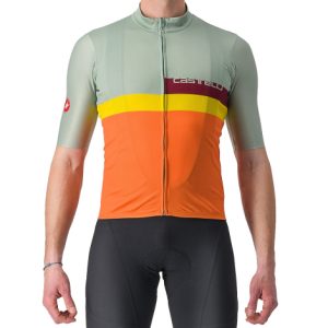 Castelli A Blocco Short Sleeve Cycling Jersey - SS22 - Defender Green / Dark Red / Bordeaux / Passion Fruit / Medium