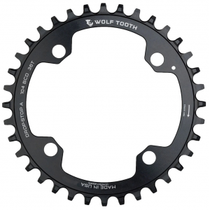 Wolf Tooth Components | 104 Bcd Chainring For Shimano 12 Spd 32T 32T, 104 Bcd, 4-Bolt, Shimano 12-Speed Hyperglide+ Chain, Black | Aluminum