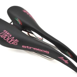 Selle SMP Stratos Lady's Saddle (Black/Pink) (AISI 304 Rails) (131mm) - ZSTRIKESTRALNE