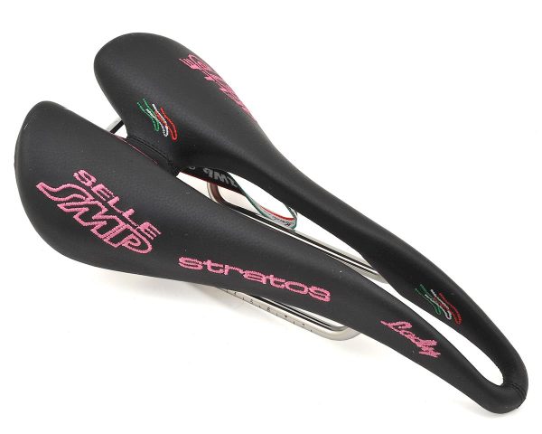 Selle SMP Stratos Lady's Saddle (Black/Pink) (AISI 304 Rails) (131mm) - ZSTRIKESTRALNE