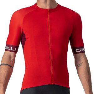 Castelli Entrata VI Short Sleeve Jersey (Red/Bordeaux-Ivory) (M) - A4522025023-3