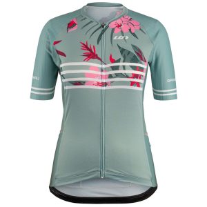 Louis Garneau Women's District 2 Short Sleeve Jersey (Grey Flowers) (S) - 1042176-8IG-S