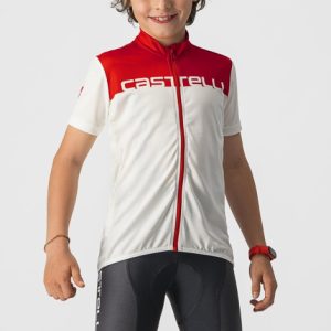 Castelli Neo Prologo Kids Short Sleeve Jersey - Ivory / Red / 6 Years