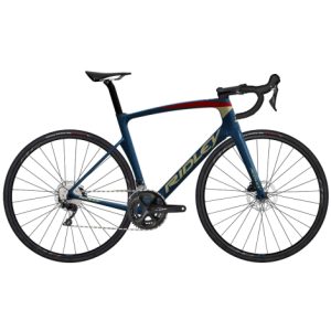 Ridley Noah Disc 105 Carbon Road Bike - 2023 - Jeans Blue / Ruby Red / Gold / Small