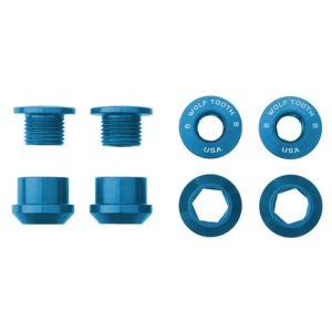 Wolf Tooth Chainring Bolts and Nuts - Set of 4 for 1X - Blue