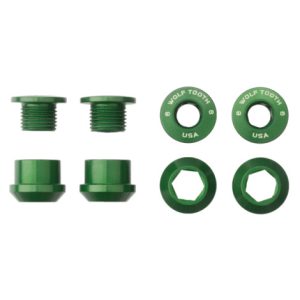 Wolf Tooth Chainring Bolts and Nuts - Set of 4 for 1X - Green